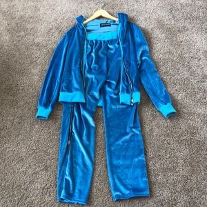 Blue velour tracksuit set